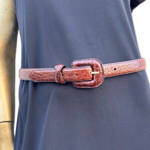Vintage Embossed Italian Croco Brown Leather Belt size M
